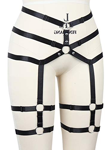 Garter Leg Belt Harness Leg Rave Thigh Garter Harness Strappy Garter Belt for Women Black