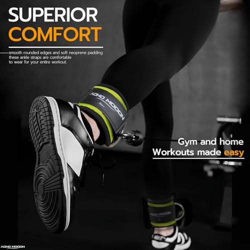 AOHO MOOON Ankle Strap (2 Pieces) for Cable Machine Women - Gym Workout Leg Strap, Premium Padding Ankle Cuffs, Glute Kickback Exercises Equipment, Pulley Attachment, One Size Fit All - color: Green