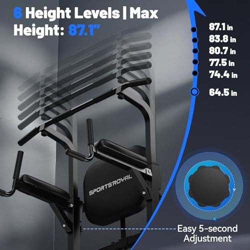 Sportsroyals Power Tower Pull Up Bar Station, 450LBS Stable Pull Up Dip Station for Home Gym Strength Training Equipment | FED Fitness - color: Multi
