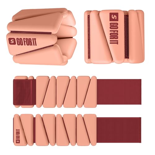 SPORTBIT Wrist and Ankle Weights for Women - Set of 2 (1lb Each) Wearable Ankle & Wrist Weights - Leg & Arm Bands, Silicone Weighted Bracelets for Workout, Walking, Running, Yoga, Pilates - color: Peach