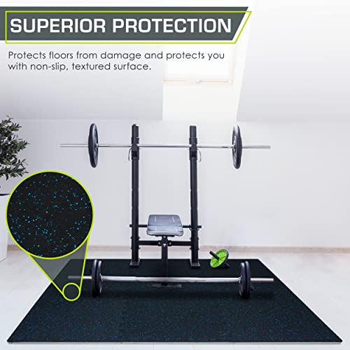 ProsourceFit Rubber Top Exercise Puzzle Mat ½-inch, EVA Foam, Protective Interlocking Tiles for Home Gym Equipment and Workouts; Blue, 24 SQ FT, 6 Tiles - color: Blue, size: 6 Pack (24 SQ FT)