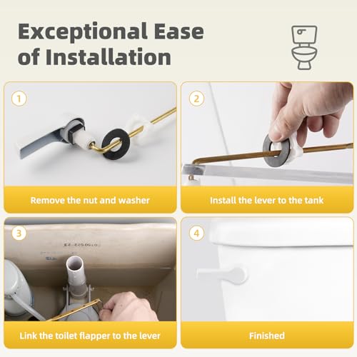 Universal Front Mount Metal Toilet Handle Replacement, Solid Brass, White | Toilet Flush Handle Lever with Adjustable Stainless Steel Chain, Compatible with Kohler, American Standard, TOTO, Mansfield - color: White, style: Front Mount Design