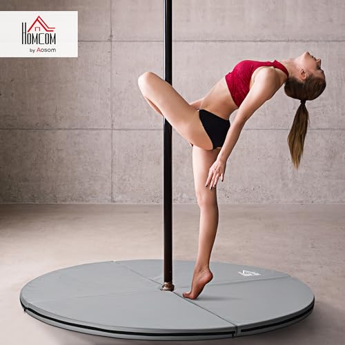 Soozier Pole Dance Mat, 2"T x 5'W Folding Pole Crash Mat for Home, Lightweight and Foldable - color: Light Grey