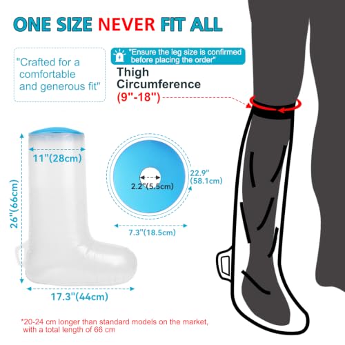 Asunby Cast Covers for Shower Half Leg,Waterproof Cast Cover for Showering, Cast Protector for Shower Leg Adult, Shower Boots for Foot after Surgery, Ankle, Foot - size: Adult Leg-Half