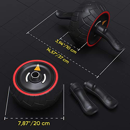 Ab Roller for Abs Exercise Workout Fitness Ab Wheel Roller Knee Mat Resistance Bands Home Gym Equipment for Men Women Abdominal Exercise - color: Black w Resistance Bands