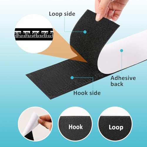 4.4''×16.5 Feet Black Heavy Duty Hook and Loop Tape Adhesive, Keep Couch Cushions from Sliding or Blowing at Outdoor, Picture Wall Hanging, No Punching Wall Mounting, Keep Your Carpet Rugs in Place - size: 4.4In x 16.5Ft, style: Black