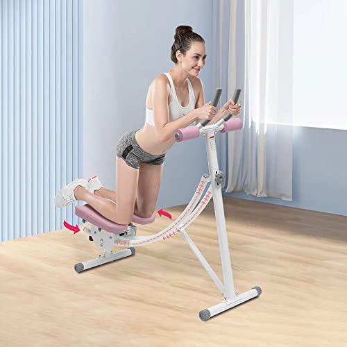 Dual Track Ab Machine for Home Abs Workout Foldable Core Trainer | Foldable Ab Machine featuring 330 lbs capacity rotating knee pad LED display and 3 level adjustable core workout design