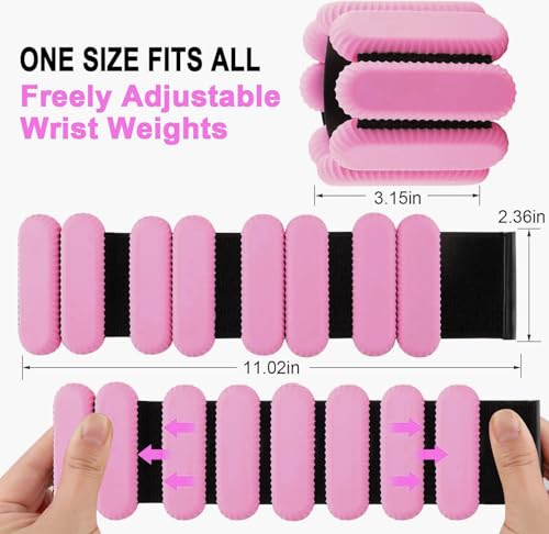 Pilates Wrist & Ankle Weights for Women, Wearable Strong Arm & Leg Weights Set of 2, Adjustable Ankle Weights for Walking, Yoga, Dance, Barre,Gym - color: Pink, size: 1lbs x2