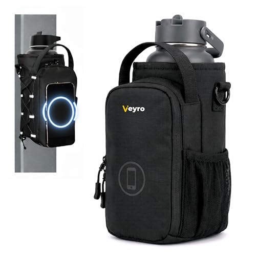 Veyro Magnetic Gym Bag with strong Magnetic Phone Holder - Gym water bottle bag holder for men and women - Compact Gym Crossbody Pouch - Compact Crossbody Pouch (Black)