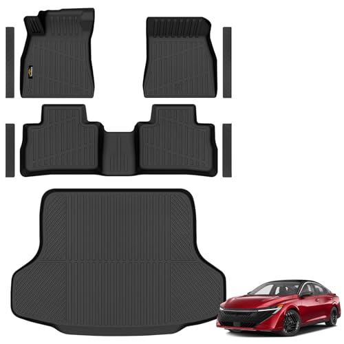Floor Mats & Cargo Liner Custom Fit for Nissan Sentra 2026, Door Sill Guards, All Weather TPE Rubber Anti-Slip 1st & 2nd Row & Trunk Mat Floor Liners for Sentra 2026 Accessories, Black - size: For Nissan Sentra 2026