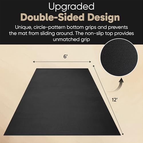 Gorilla Mats Large Yoga Mat – 6'x4', 7'x5' (8mm) Extra Thick & Wide Non-Slip Exercise Mat for Home Gym Flooring – Ultra Comfortable Workout Floor Mat for Barefoot Fitness, Anti Fatigue, Stretching - color: Onyx Black Mat with Gray Towel, 2 Storage Straps