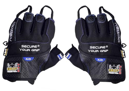 Gym Gloves Protect Your Hands & Improve Your Grip Weightlifting Grips - color: Blue, size: Small