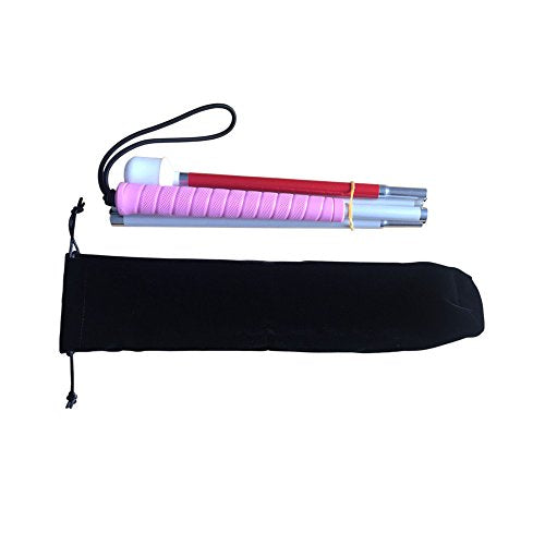 Aluminum Mobility Folding White Cane for Vision Impaired and Blind People (Folds Down 6 Sections) (130cm (51.2inch), Pink Handle) - color: Pink Handle, size: 51.2 Inch (Pack of 1)