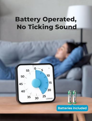 LIORQUE 60 Minute Visual Timer for Kids and Adults, Non-Ticking 7.5 Inch Large Visual Countdown Timers for Classroom Desk Countdown Clock with Magnetic Backing, Kids Pomodoro Timer Clock - color: Dark Blue