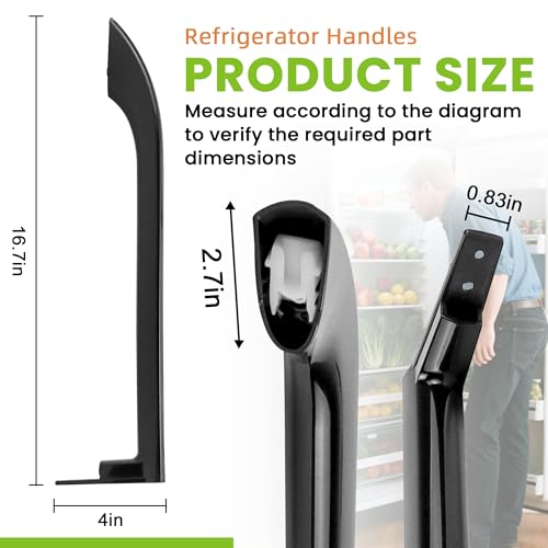 AMI PARTS 5304506471 Refrigerator Door Handle Set (Black) Replaces 242059503 242059506 5304486361 5304504509 5304504510 5304510039 5304510041 4390912 AP6036332 PS11731976 EAP11731976(2 Pack) - color: Black