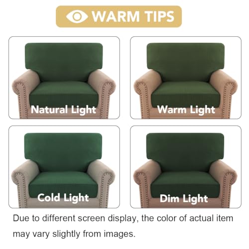 H.VERSAILTEX Multi-Pieces Chair Covers Stretch Couch Covers Form Fitted Seat and Back Cushions Covers (1 Seat Cover Plus 1 Back Cusion Cover, Bonus 2 Armrest Covers), Bronze Green - color: Bronze Green, size: 1 SEAT COVER + 1 BACK COVER+ 2 ARMREST COVERS