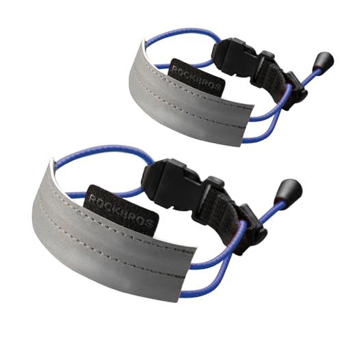 ROCKBROS Bicycle Ankle Leg Strap Safety Cycling Trousers Strap Bike Reflective Wrist Ankle Bind Bands Pant Leg Bands for Cycling Jogging Running Gear - color: Blue*2