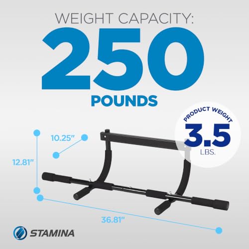 Stamina Products Multi-Function Pull-Up Bar for At-Home Upper-Body Workouts with 12 Grip Options for Targeting Chest, Shoulders, Back, Arms or Core