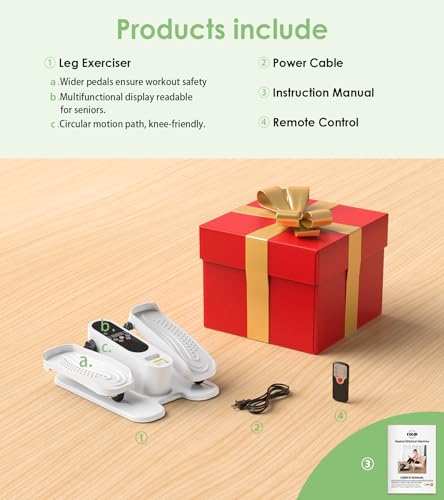 Under Desk Elliptical Machine for Senior, Quiet Motorized Leg Exerciser with Smart Remote, Pedal Exerciser with Adjustable Speeds for Auto/Manual Modes, LCD Monitor, Easy to Use for Home Office