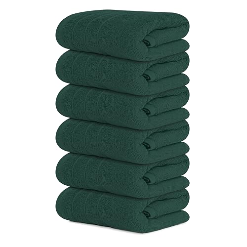 Tens Towels Pack of 6 Hand Towels, 100% Cotton, Lighter Weight, Quick to Dry, 16 x 28 Inches, Super Soft & Absorbent, Perfect for Bathroom & Kitchen (Hunter Green) - color: Hunter Green
