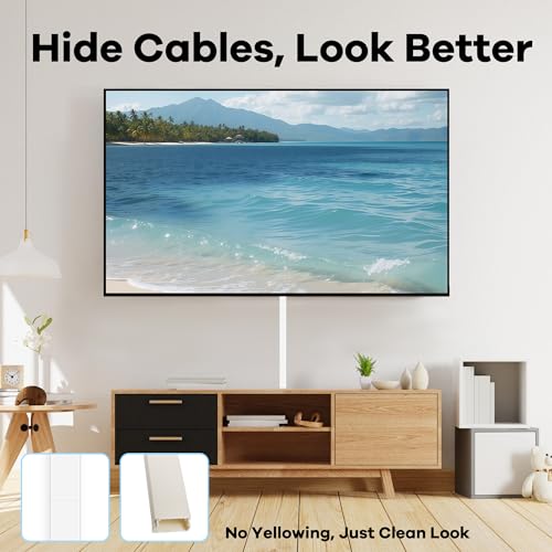 ZhiYo Cord Hider 71in(5 x L14in), Cord Covers for Wires on Wall, Cable Hider for Wall Mounted TV, Wire Cover for 2-4 Cords, Paintable Wire Concealer, Easy Cable Management, W0.95in H0.55in, White - color: White, size: W0.95in X H0.55in X L71in