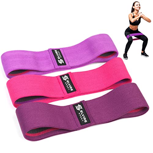 ELVIRE Fabric Resistance Bands for Working Out | Exercise Bands Resistance Bands Set of 3 | Booty Bands for Women Workout Bands Resistance Loops | Leg Bands for Working Out Glute Bands, Squat Bands - color: Coral & Purple