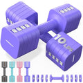 FEIERDUN DB3 5-in-1 Adjustable Dumbbell Set, 6LB/10LB Pair Adjustable Weights for Women at Home, Dual Locking Stable Hand Weights with TPU Soft Handle, Home Gym, Rehab, Pilates, Yoga, Strength Training - color: D-Vivid Purple, style: 10LBS Pair (20LBS Tot