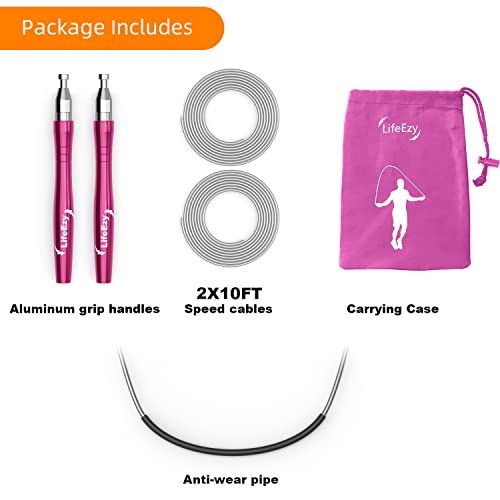 Jump Rope, High Speed Weighted Jump Rope - Premium Quality Tangle-Free - Self-Locking Screw-Free Design - Jump Ropes for Fitness - Skipping Rope for Workout Fitness, Crossfit & Home Exercises - color: Purple