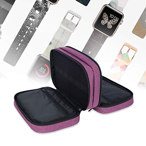 PACMAXI 84 Watch Bands Storage Carrying Case Compatible with Watches | Expandable Watch Band Holder Fit for Most Sizes of Watch Straps, Organizer for Watch Bands Accessories, Bag Only,Purple - color: Purple
