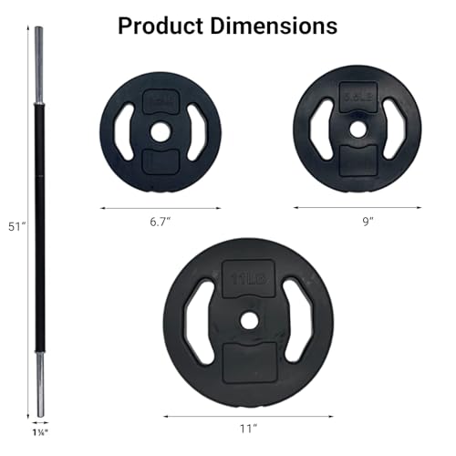 40 LBS Adjustable Barbell for Lifting, Barbell Weight Set with Round PU Coated Plates & 51 Inch Bar, Cardio Pump Set, Adjustable Free Weights for Home Gym Strength Training - color: Black-round-40lb