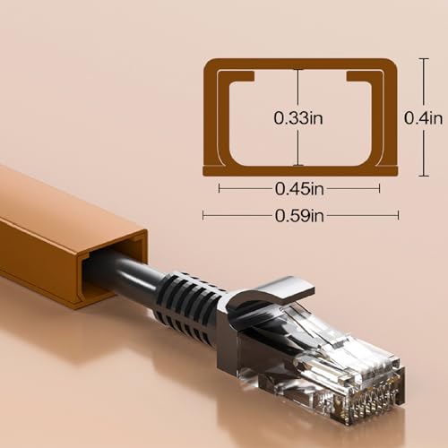 Yecaye Cord Hider, 113in Brown Cord Covers for Wires on Wall, One-Cord Cord Organizer, Easy Install Cable Management Kit, Cord Cover Home Office, W0.59in H0.4in, Brown - color: Brown, size: 113in L x 0.59in W x 0.4in H