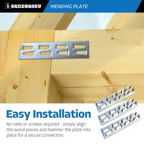 Sandbaggy Steel Mending Plate for Wood (Hot Dipped Galvanized) - Wood Connectors, Reinforcement, Fasteners (1" x 4", 150, Count) - size: 1" x 4"