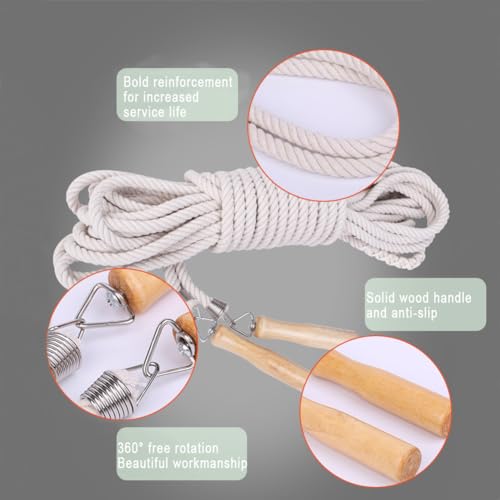 ACEONE Long Jump Rope, Multiplayer Skipping Rope with Wooden Handle for Kids and Adult, Team Group Jumping Rope for School Sport and Outdoor Activity - size: 32.8ft