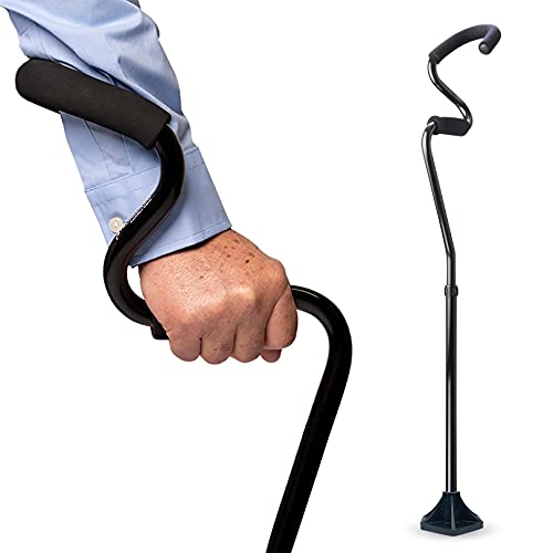StrongArm Comfort Cane + Self Standing Lightweight Adjustable Walking Cane + Stabilizes Wrist & Provides Extra Support & Stability + Ergonomic Forearm Grip + Canes for Men & Women - color: Black