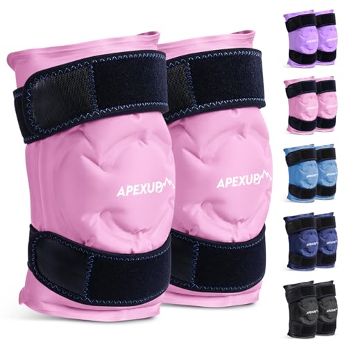 APEXUP Ice Pack for Knee Pain Relief, Large Reusable Wrap After Surgery, Flexible Gel Cold Pack for Injuries, Pain Relief for Back, Shoulder, Elbow, Ankle and Leg (Pink, L, 2PK) - size: Large-2PK, style: Pink