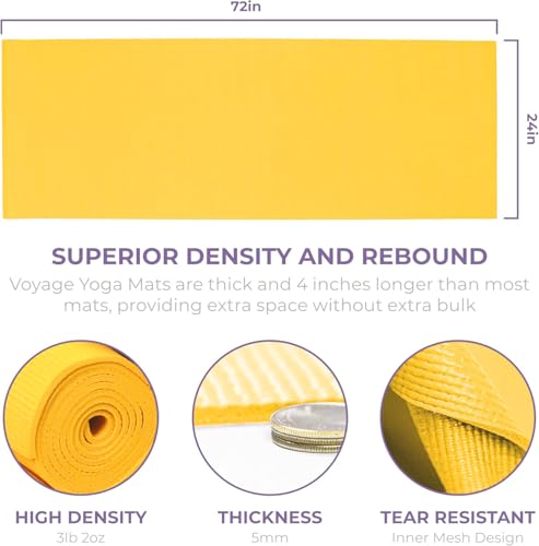 Voyage 5mm Studio Yoga Mats, 10 Pack, 72x24in - color: Yellow