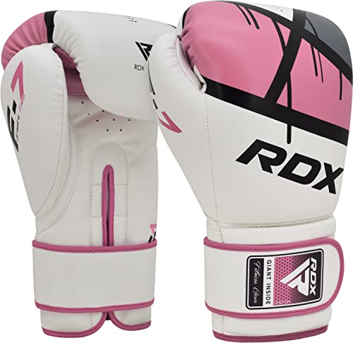 RDX Boxing Gloves EGO, Sparring Muay Thai Kickboxing MMA Heavy Training Mitts, Maya Hide Leather, Ventilated, Long Support, Punching Bag Workout Pads, Men Women Adult 8 10 12 14 16 oz - color: PINK, size: 8OZ