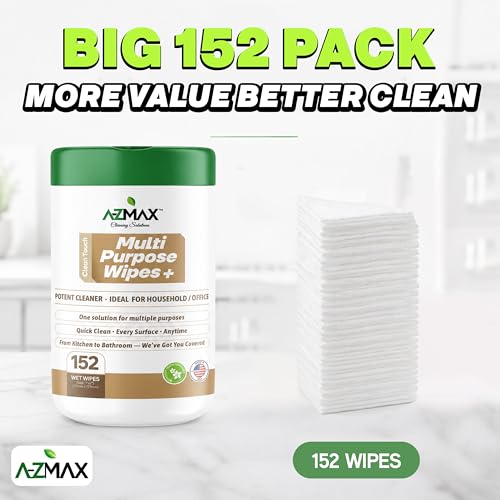 A-Z Max Multi Purpose Cleaning Wipes, Multi Surface Home Cleaner Wipes for Home, 7 x 7 Inch Thick Durable Streak Free Cloths, 304 Count - size: 1 Count (Pack of 304)