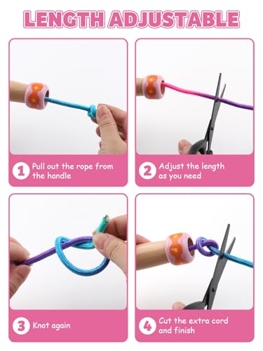 Jump Rope for Kids, Lorvain Adjustable Skipping Rope, Kids Jump Ropes with Wooden Handle for Girls Boys, Weighted Jumping Ropes for Fitness Workout Exercise Outdoor Fun Activity - color: Bright Pink-1 Pc