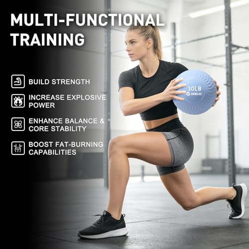 Slam Ball Medicine Ball Weighted Balls for Exercise and Workout, Strength, Cardio, Cross-Training and Core Workouts - color: Blue, size: 10 LB