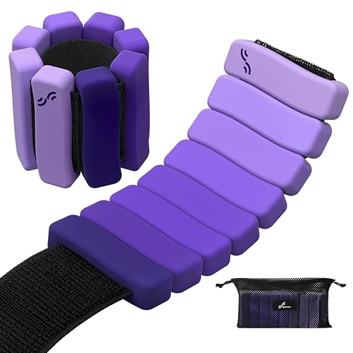 Sportneer Wrist & Ankle Weights for Women & Men Set of 2 (1LB/2LB Each) - Soft Silicone Arm & Leg Weights for Pilates, Yoga, Walking, Barre, Home Workout, Water Aerobics - color: Halo Violet, size: 4 Lb Pair (2 Lb Each)