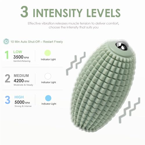 Silicone Vibrating Massage Ball with Rolling Head, 4-Speed Myofascial Massage Roller for Plantar Fasciitis Relief, Hip & Psoas Release, Trigger Point Therapy for Neck, Back, Foot (Black) - color: Green