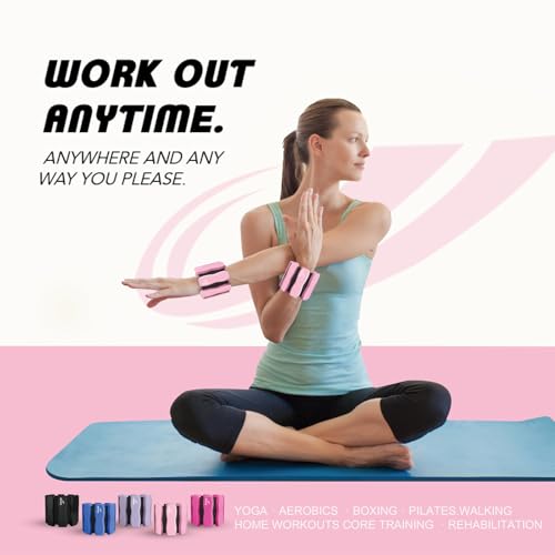 Ankle Wrist Weights for Women Men A Pair of 2lbs/3lbs/4lbs | Adjustable Arm & Leg Weights, Silicone Weighted Bracelet for Pilates Yoga Water Pool Walking Home Fitness Strength Training - color: Pink, size: 4lbs Pair (2lb each weight)