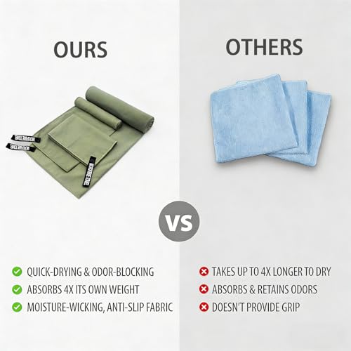 Microfiber Quick Dry Travel Towel - 3 Sizes Pack, Super Absorbent, Lightweight & Compact Towel for Camping, Gym, Yoga, Beach, Sports & Swimming
