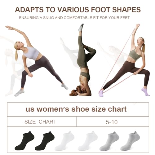 5 Pairs Pilates Socks with Grips for Women Non Slip Grip Yoga Crew Socks for Barre Hospital Barefoot - color: A - 2 White 2 Black 2 Gray