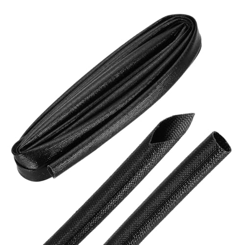 MECCANIXITY 10ft Braided Cable Sleeve, 0.4" ID 200C Heat Resistant 1500V Fiberglass Wire Insulation Cord Protector Organizer Wires Management for Motor Engine Fuel Line, Black - color: Black, size: 10ft-10mm