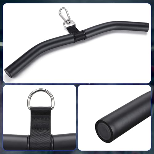 TOBWOLF Lat Pulldown Bar, Multi-Function Cable Machine Handle for Home Gym | W-Shaped Bar with EVA Non-Slip Grip for Cable Workouts | Supports Lat Pulldown, Triceps Press Down & Curl Training
