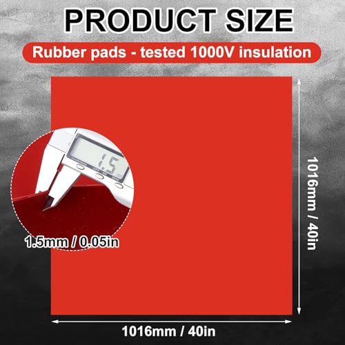 1 Pcs 40" x 40" Electrical Insulated Rubber Blanket, 1000v High Voltage Insulation Mat Electrical Safety Rubber Mat Non Conductive Dielectric Mats for Electricians Industrial Workspaces, Red - color: Red, size: 40" X 40" X 0.06"