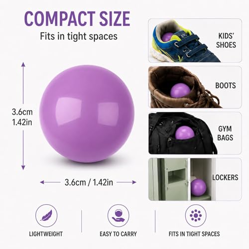 Knixmax Shoe Deodorizer Balls, Odor Eater Ball for Sneakers Boots Mules, Air Fresheners for Gym Gear Bags Lockers, Lavender scent, Pack of 6, Purple - color: 5. Purple: Lavender