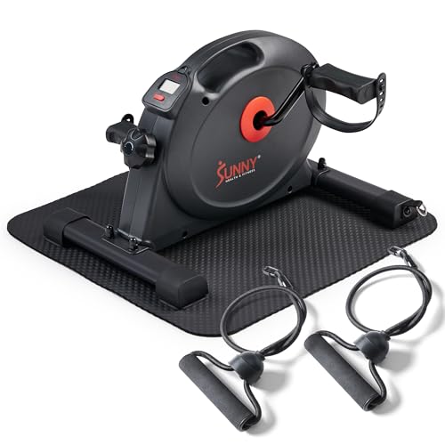 Sunny Health & Fitness Smart Under-Desk Bike Exerciser, Low-Impact Cardio Cycling Equipment for Home/Office, Mini Paddler for Arm/Leg Mobility Training, Free SunnyFit App - color: Dark Grey